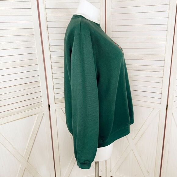 Vtg Embroidered Ugly Christmas Sweatshirt Classic Elements Green 16W 18W - Picture 3 of 13
